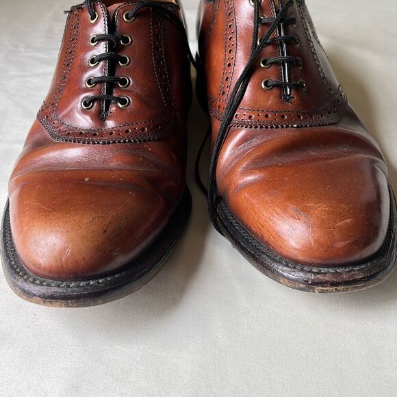 Vintage USA Leather Oxford Dress Shoesβ 10.5 Mahogany Brown - Picture 3 of 10